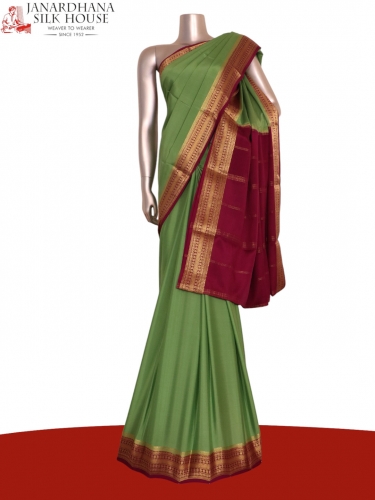 Classic Contrast Pure Mysore Crepe Silk Saree